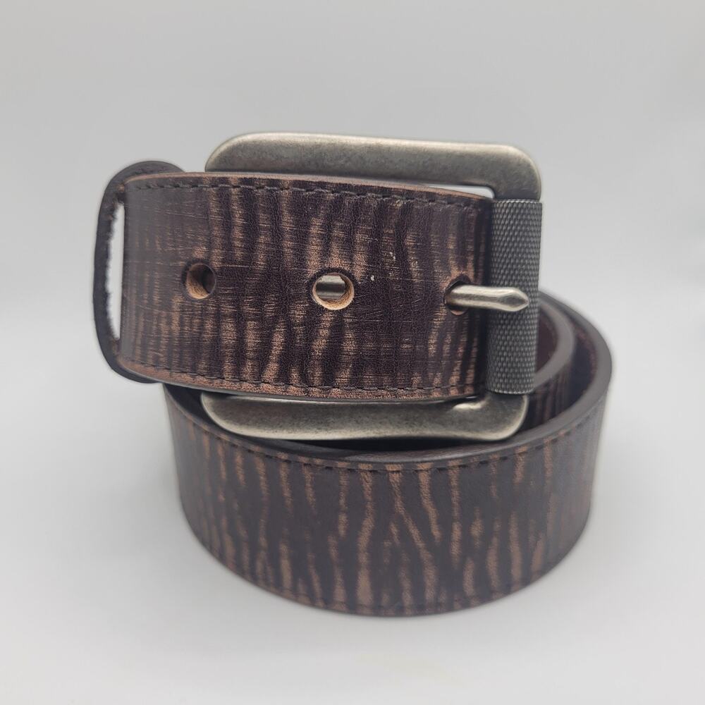 Justin Bomber Belt 38 Brown Leather Textured Antiqued Western USA Cowboy C11745